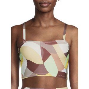 Social Angel Women's Lana Bandeau Swimsuit Top abstract geometric print size S